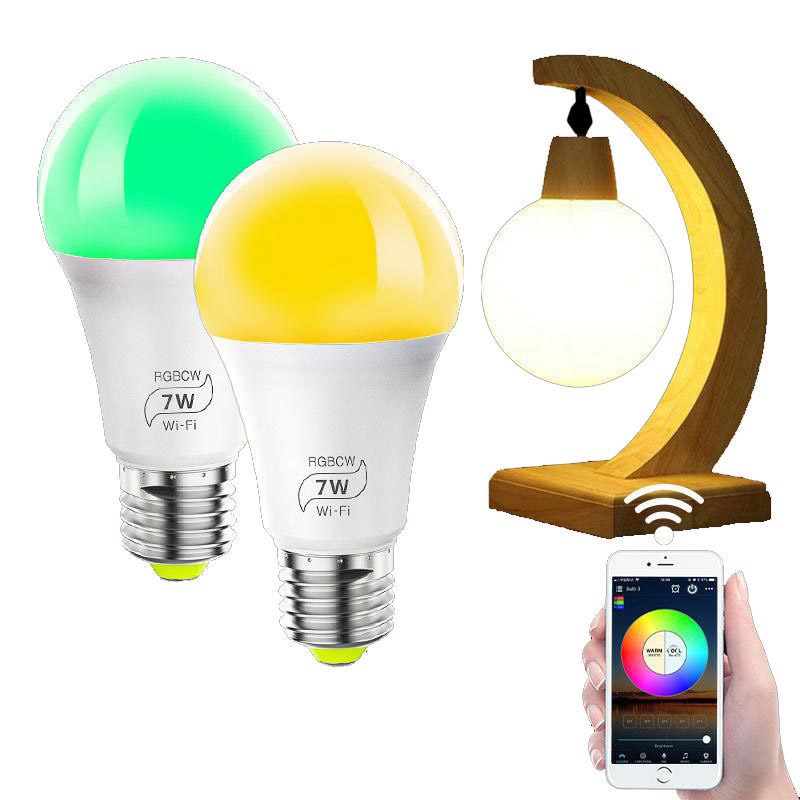 E27 7W RGB+CCT Smart WiFi LED Bulb,Work With Alexa & Google,AC100-240V,Color Changing and Dimmable Color Blub